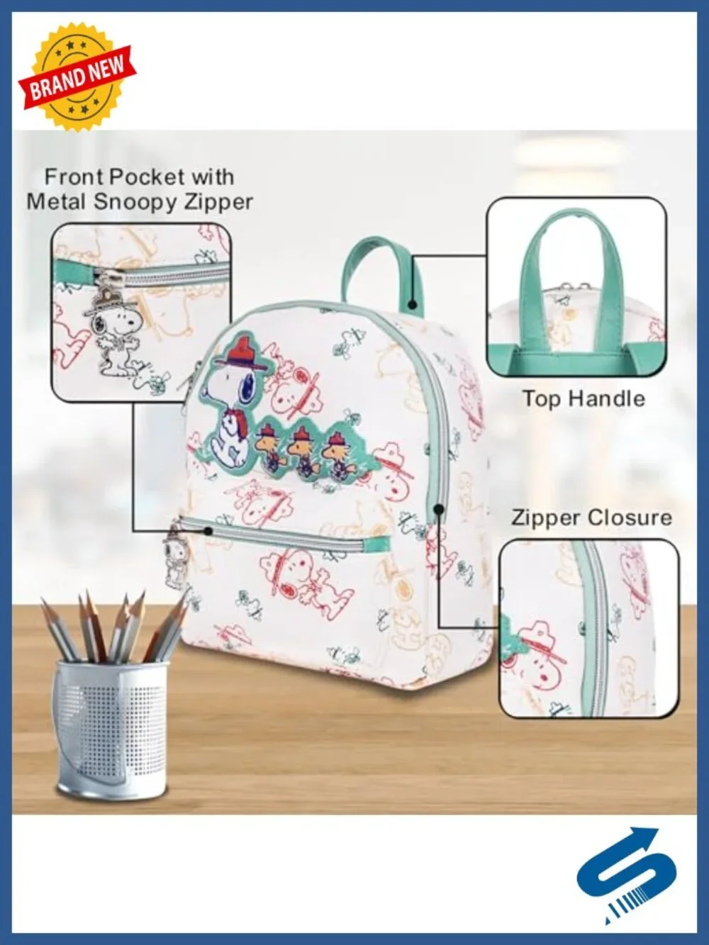 Beagle Scout Snoopy Mini Backpack with Adjustable Straps - Polyurethane Pu